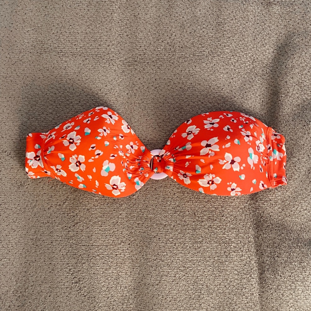 Target red strapless bathing suit top - large